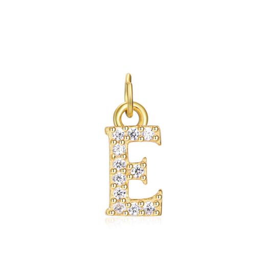 Colgante Plata Dorada Mujer CHZ0035DOCZE Letra E Circonitas