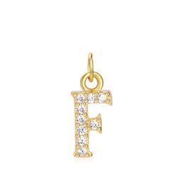 Colgante Plata Dorada Mujer CHZ0035DOCZF Letra F Circonitas