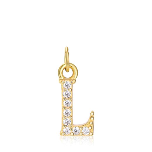 Colgante Plata Dorada Mujer CHZ0035DOCZL Letra L Circonitas