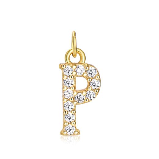 Colgante Plata Dorada Mujer CHZ0035DOCZP Letra P Circonitas