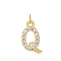 Colgante Plata Dorada Mujer CHZ0035DOCZQ Letra Q Circonitas