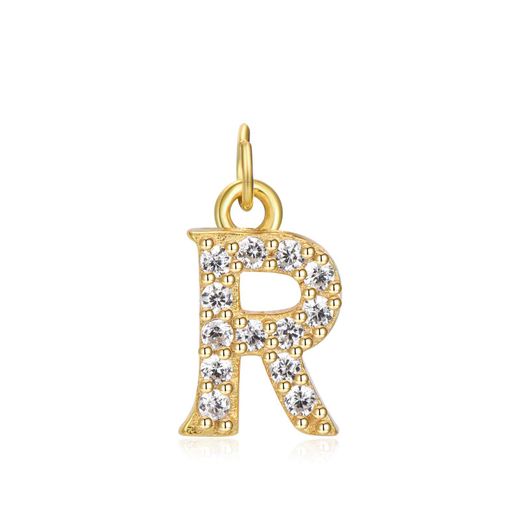 Colgante Plata Dorada Mujer CHZ0035DOCZR Letra R Circonitas