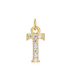 Colgante Plata Dorada Mujer CHZ0035DOCZT Letra T Circonitas