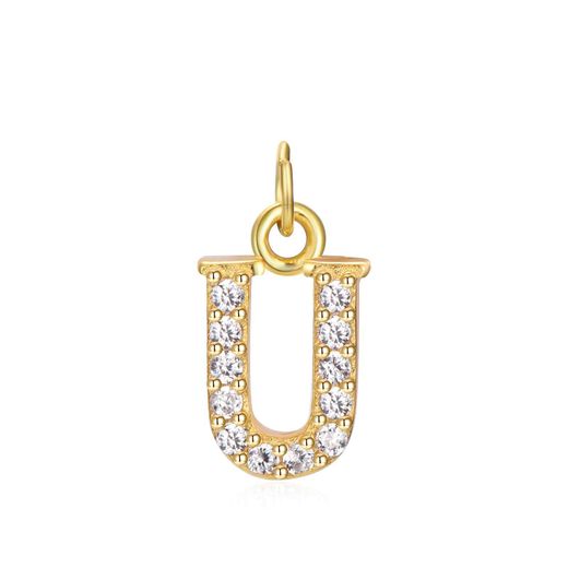 Colgante Plata Dorada Mujer CHZ0035DOCZU Letra U Circonitas