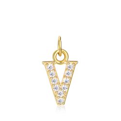 Colgante Plata Dorada Mujer CHZ0035DOCZV Letra V Circonitas