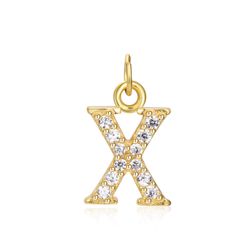 Colgante Plata Dorada Mujer CHZ0035DOCZX Letra X Circonitas