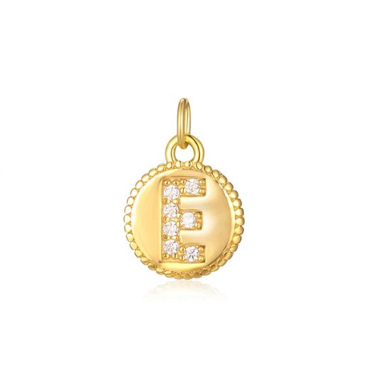 Colgante Plata Dorada Mujer CHZ0036DOCZE Letra E Circonitas