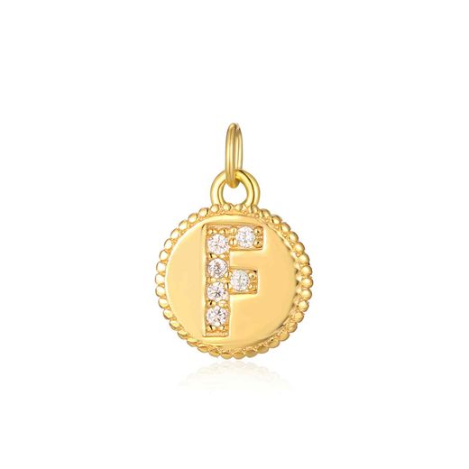 Colgante Plata Dorada Mujer CHZ0036DOCZF Letra F Circonitas