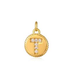 Colgante Plata Dorada Mujer CHZ0036DOCZT Letra T Circonitas