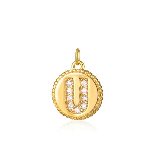 Colgante Plata Dorada Mujer CHZ0036DOCZU Letra U Circonitas