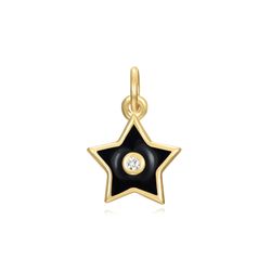 Colgante Plata Dorada Mujer 7mm CHZ0049DOEN Estrella Enamel Negro