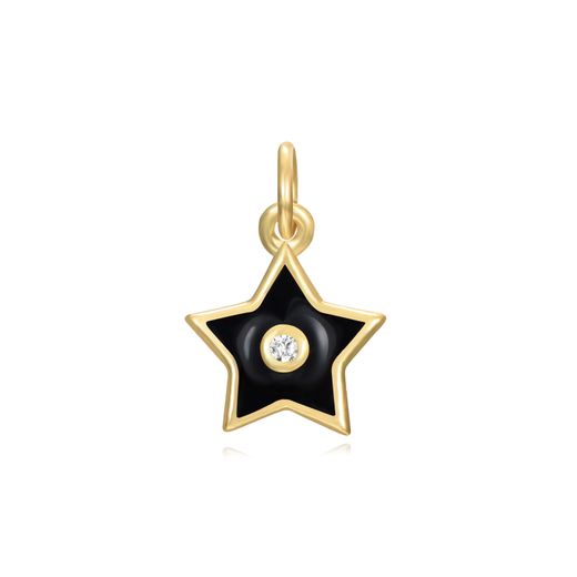 Colgante Plata Dorada Mujer 7mm CHZ0049DOEN Estrella Enamel Negro