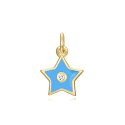 Colgante Plata Dorada Mujer 7mm CHZ0049DOET Estrella Enamel Turquesa