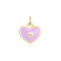 Colgante Plata Dorada Mujer 8mm CHZ0050DOEI Corazón Enamel Amatista