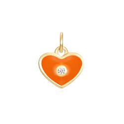 Colgante Plata Dorada Mujer 8mm CHZ0050DOEO Corazón Enamel Naranja