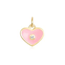 Colgante Plata Dorada Mujer 8mm CHZ0050DOEP Corazón Enamel Rosa