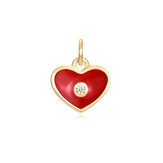 Colgante Plata Dorada Mujer 8mm CHZ0050DOER Corazón Enamel Rojo