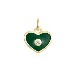 Colgante Plata Dorada Mujer 8mm CHZ0050DOEV Corazón Enamel Verde