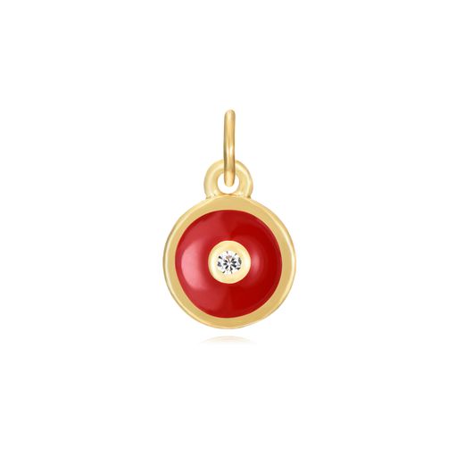 Colgante Plata Dorada Mujer CHZ0051DOER Círculo Enamel Rojo Circonita