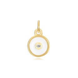 Colgante Plata Dorada Mujer 6mm CHZ0051DOEW Circulo Enamel Blanco