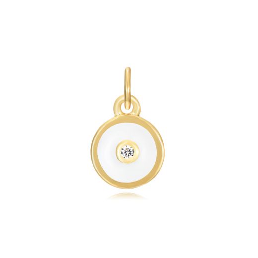 Colgante Plata Dorada Mujer CHZ0051DOEW Círculo Enamel Blanco Circonita