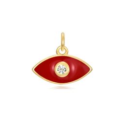 Colgante Plata Dorada Mujer 6x11mm CHZ0052DOER Ojo Enamel Rojo