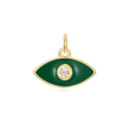 Colgante Plata Dorada Mujer 6x11mm CHZ0052DOEV Ojo Enamel Verde