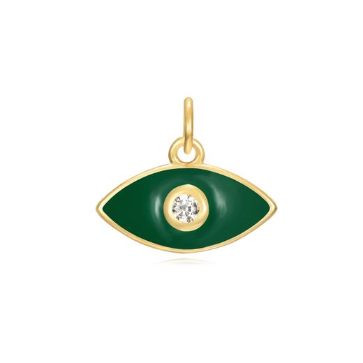 Colgante Plata Dorada Mujer CHZ0052DOEV Ojo Enamel Verde Circonita