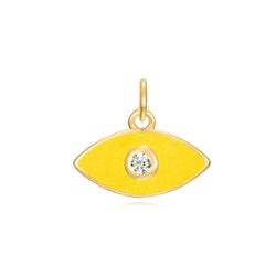 Colgante Plata Dorada Mujer 6x11mm CHZ0052DOEY Ojo Enamel Amarillo