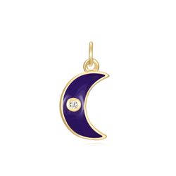 Colgante Plata Dorada Mujer CHZ0053DOEL Luna Enamel Lila Circonita