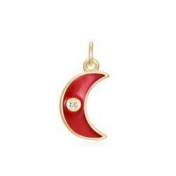 Colgante Plata Dorada Mujer CHZ0053DOER Luna Enamel Roja Circonita