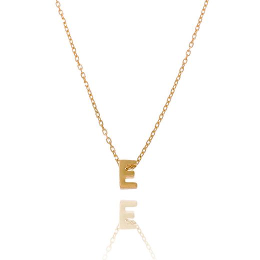Colgante Plata Dorada Mujer CO00039EDO Letra E En Brillo