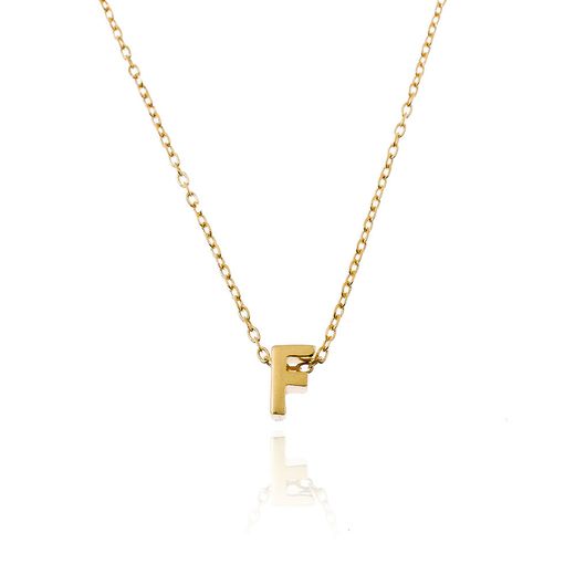 Colgante Plata Dorada Mujer CO00039FDO Letra F En Brillo