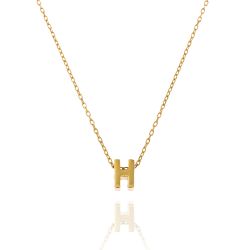 Colgante Plata Dorada Mujer CO00039HDO Letra H En Brillo