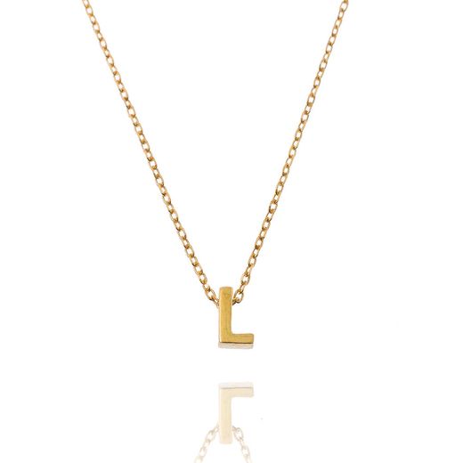 Colgante Plata Dorada Mujer CO00039LDO Letra L En Brillo