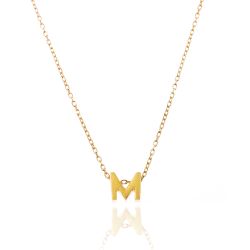 Colgante Plata Dorada Mujer CO00039MDO Letra M En Brillo