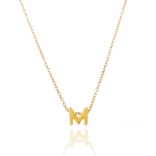 Colgante Plata Dorada Mujer CO00039MDO Letra M En Brillo