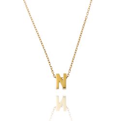 Colgante Plata Dorada Mujer CO00039NDO Letra N En Brillo