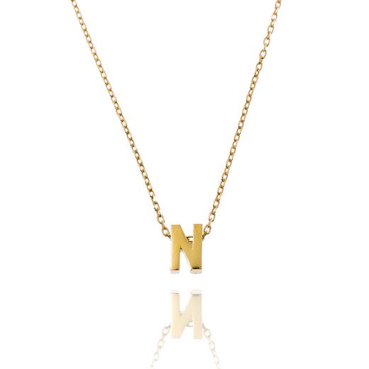 Colgante Plata Dorada Mujer CO00039NDO Letra N En Brillo