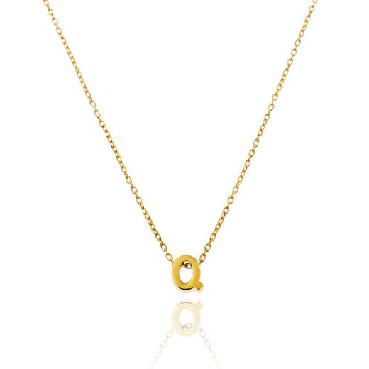 Colgante Plata Dorada Mujer CO00039QDO Letra Q En Brillo