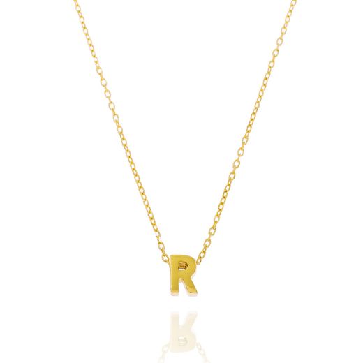 Colgante Plata Dorada Mujer CO00039RDO Letra R En Brillo