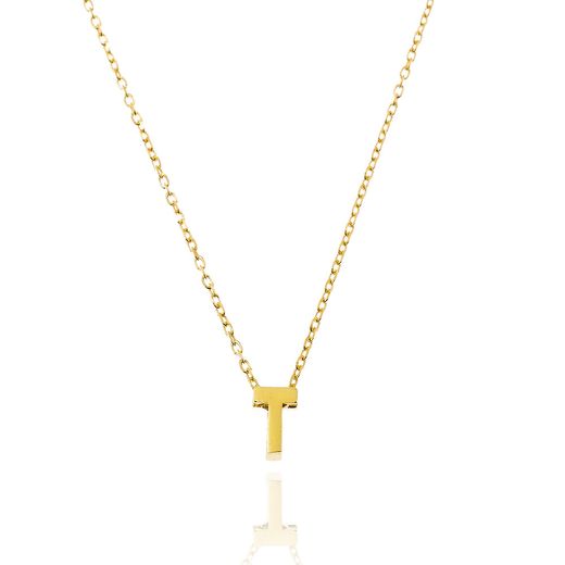 Colgante Plata Dorada Mujer CO00039TDO Letra T En Brillo