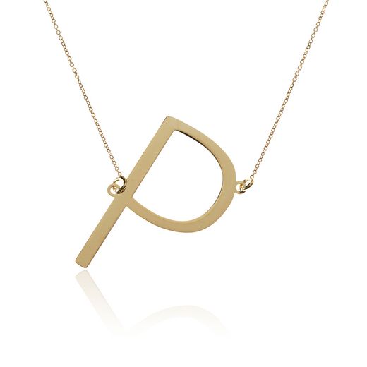 Colgante Plata Dorada Mujer CO00451DOP Letra P En Brillo