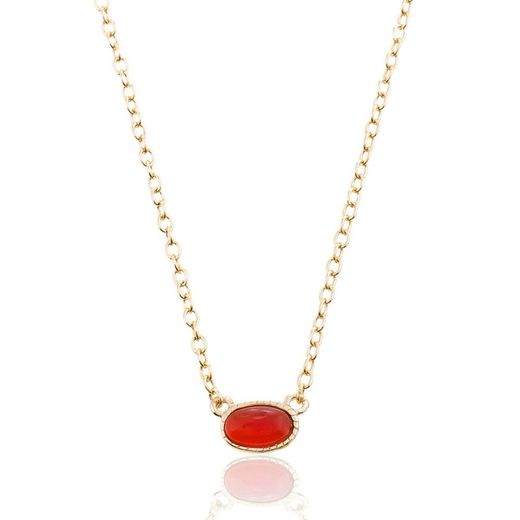 Colgante Plata Dorada Mujer 6x4mm COM0004DOCL Piedra Mineral Coral