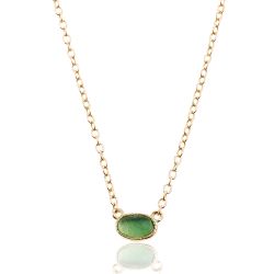 Colgante Plata Dorada Mujer 6x4mm COM0004DOOV Piedra Mineral Onix Verde