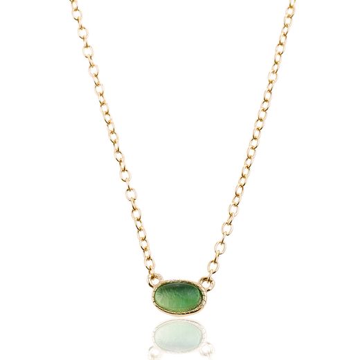 Colgante Plata Dorada Mujer 6x4mm COM0004DOOV Piedra Mineral Onix Verde