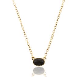 Colgante Plata Dorada Mujer 6x4mm COM0004DOOX Piedra Mineral Onix Negro