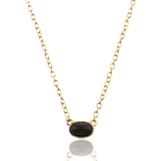 Colgante Plata Dorada Mujer 6x4mm COM0004DOOX Piedra Mineral Onix Negro