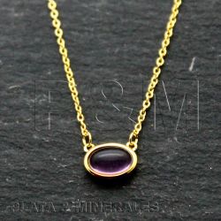 Colgante Plata Dorada Mujer COM0009DOAM Óvalo Piedra Mineral Rubí