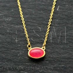 Colgante Plata Dorada Mujer COM0009DORU Óvalo Piedra Mineral Rubí